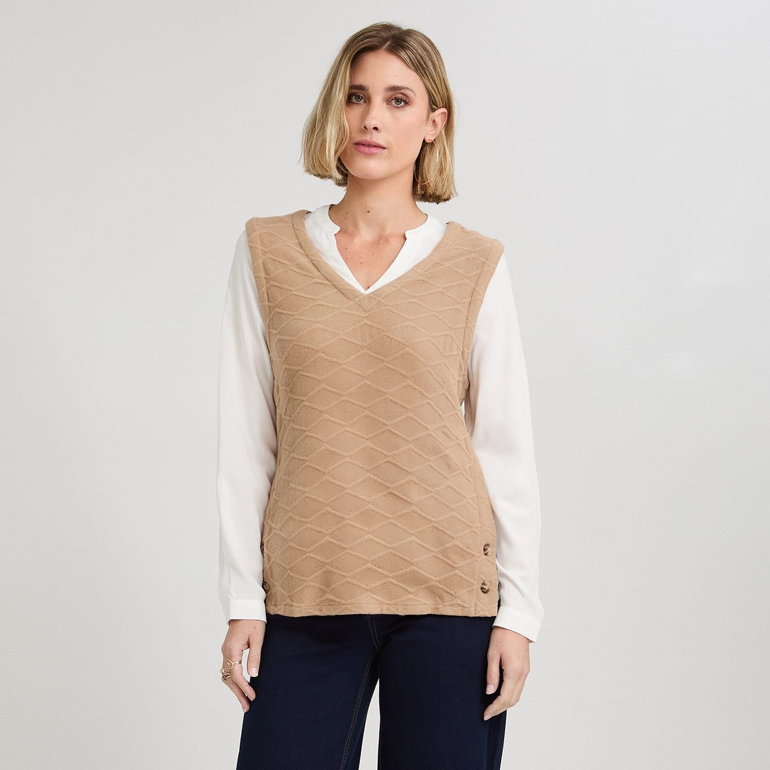 Polera Lanilla con Manga Blusa Camel